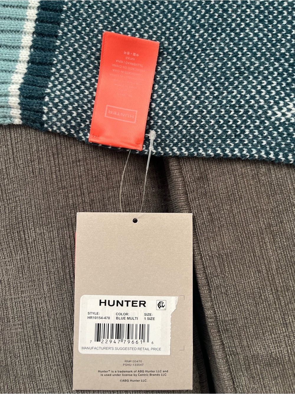 Hunter Teal and Ivory Knit Scarf